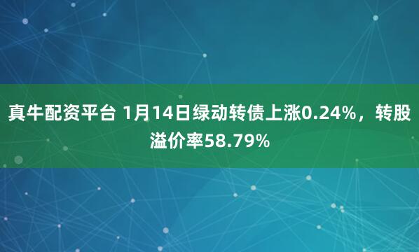 真牛配资平台 1月14日绿动转债上涨0.24%，转股溢价率58.79%