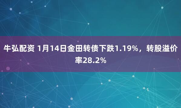 牛弘配资 1月14日金田转债下跌1.19%，转股溢价率28.2%