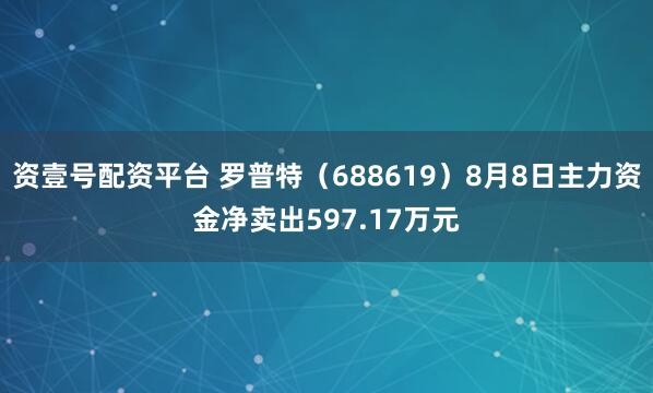 资壹号配资平台 罗普特（688619）8月8日主力资金净卖出597.17万元